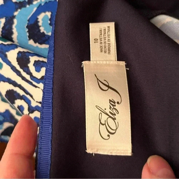 ELIZA J Elbow Sleeve Green & Blue Sheath Dress Women’s Size 10 Geometric - Picture 6 of 9